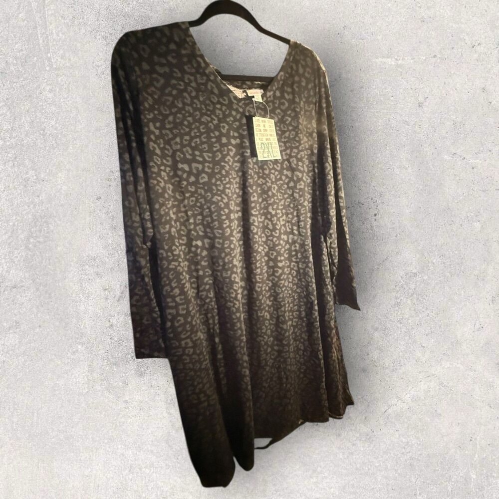 Lularoe Emily Dress Size 2XL NWT Black And Gray Animal Print
